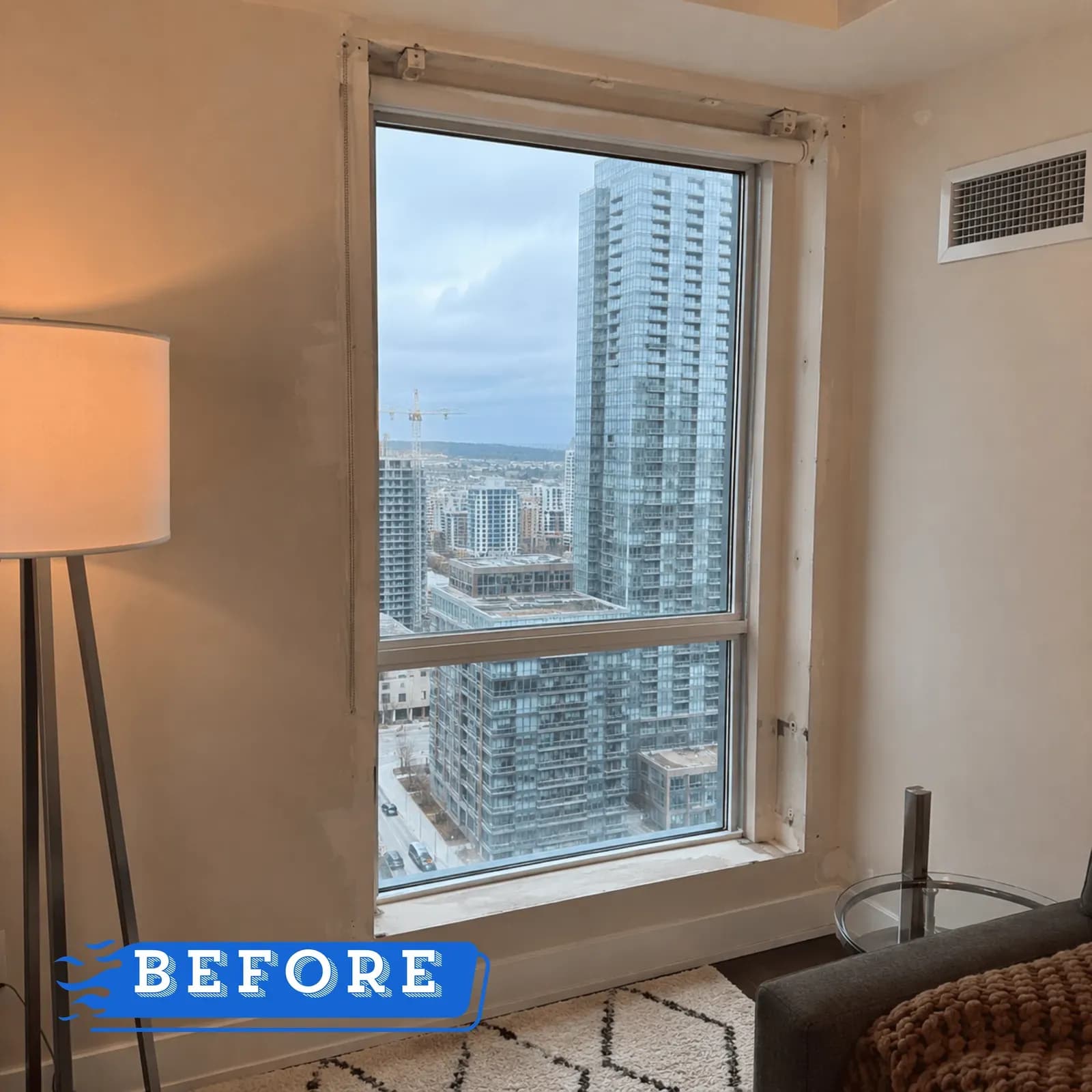 Roller Shade Install — before